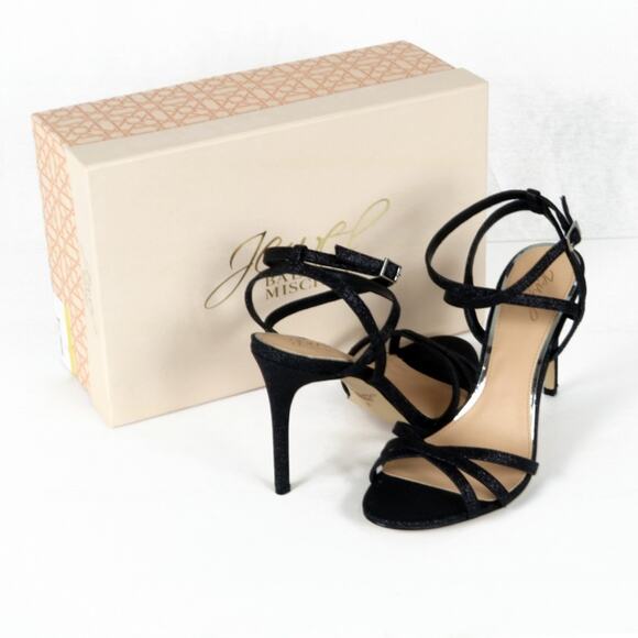 Jewel Badgley Mischka High Heel Sandals Black Sparkly Ambre 9 NWT - Picture 2 of 8